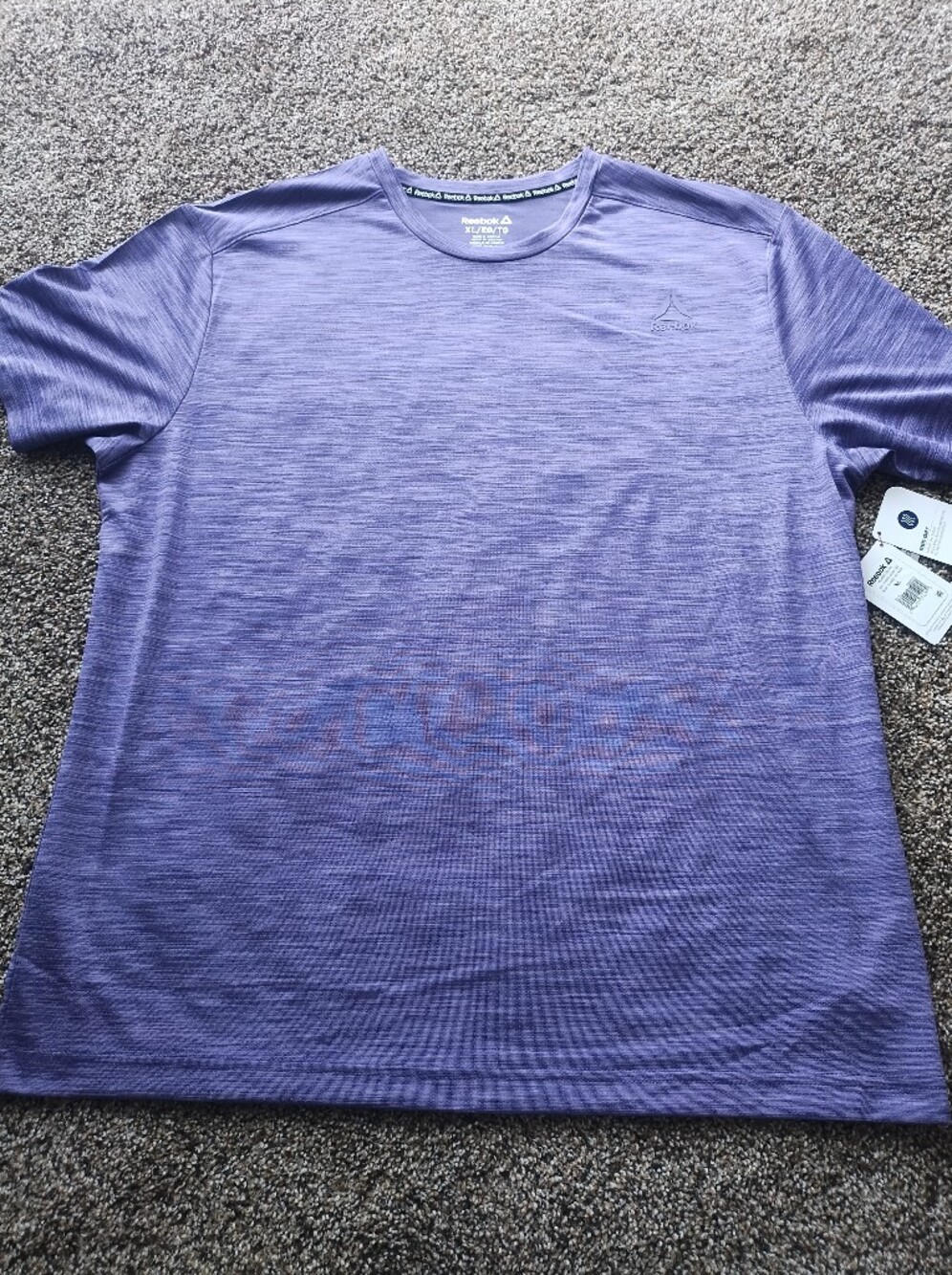 Reebok Men's Heathered Purple Crewneck Athletic Tee